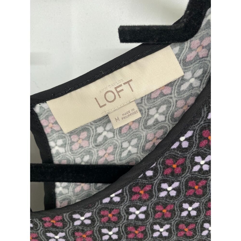 Loft Red White Geometric Floral Print Womens Sleeveless Tank Medium - Picture 2 of 5